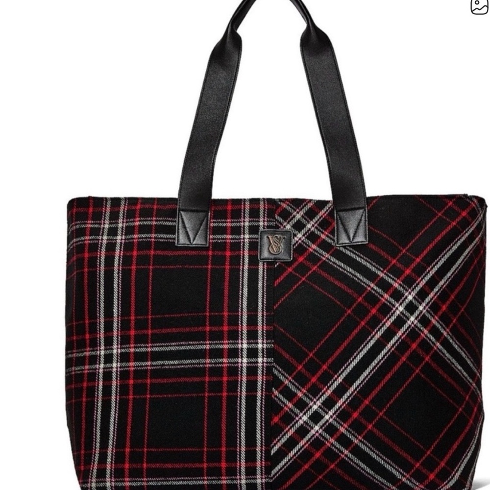 NWT Victoria's Secret Black and Red Plaid Tote